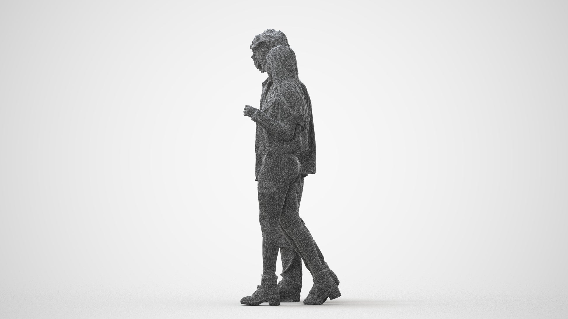 3D human model woman casual shopping, photogrammetry scanned person for archviz, square thumbnail