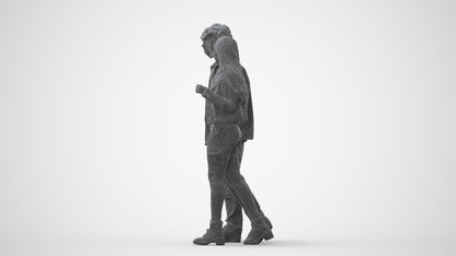 3D human model woman casual shopping, photogrammetry scanned person for archviz, square thumbnail