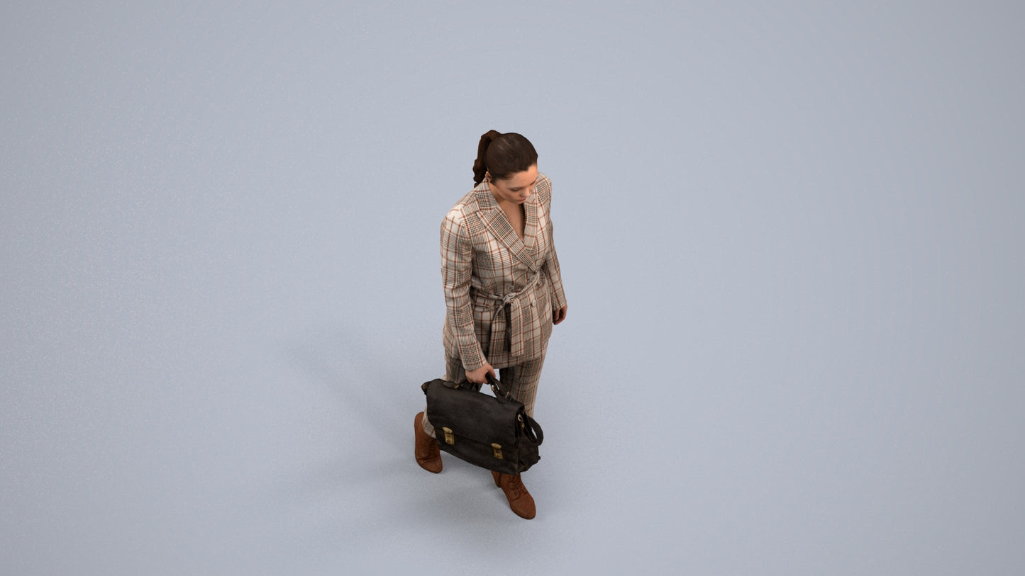 photogrammetry 3D woman business, realistic human model archviz FBX, back view render