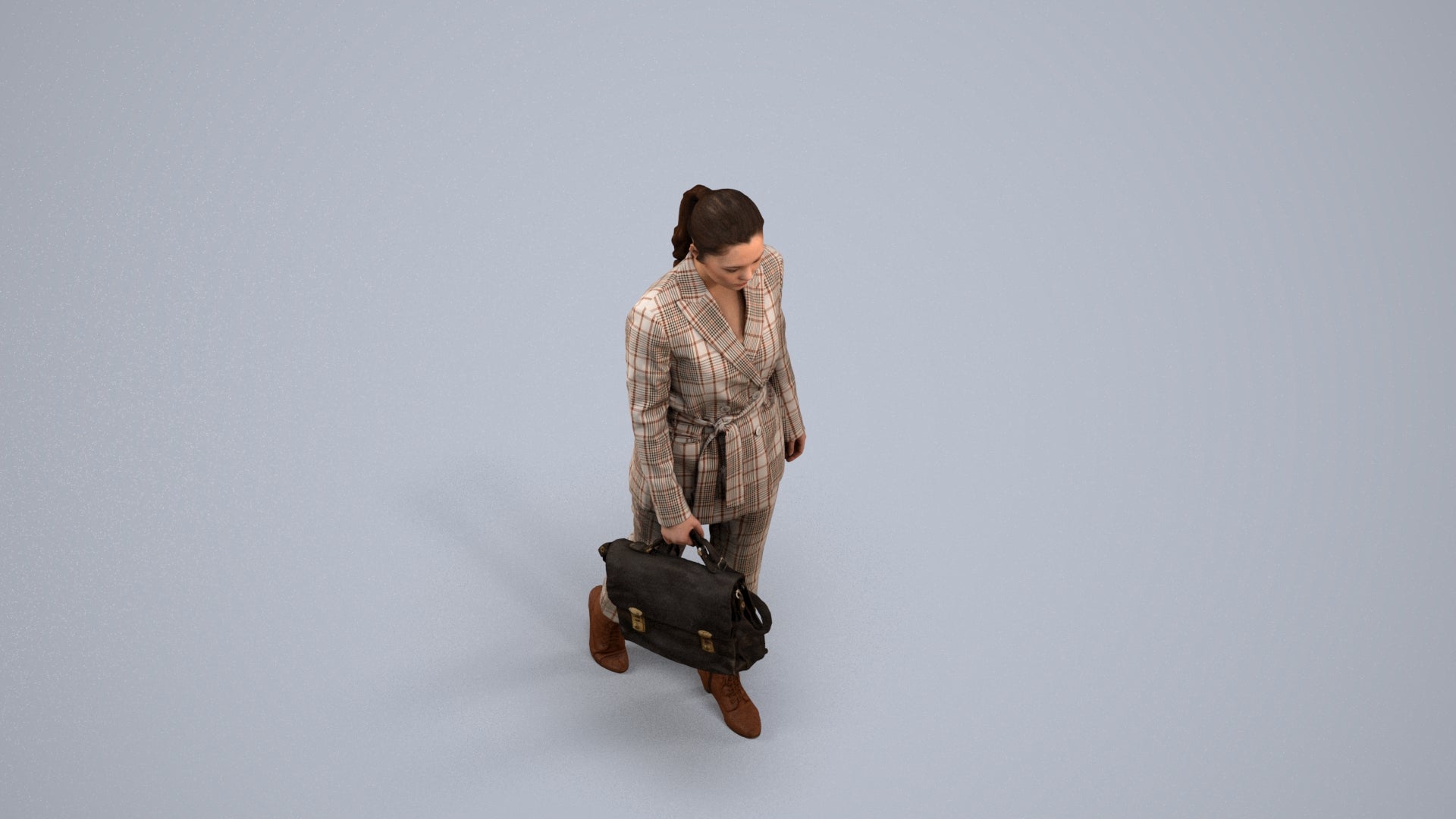 photogrammetry 3D woman business, realistic human model archviz FBX, back view render