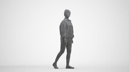 realistic 3D people woman casual walking, render-ready for V-Ray and Corona, FBX OBJ, three-quarter front view render