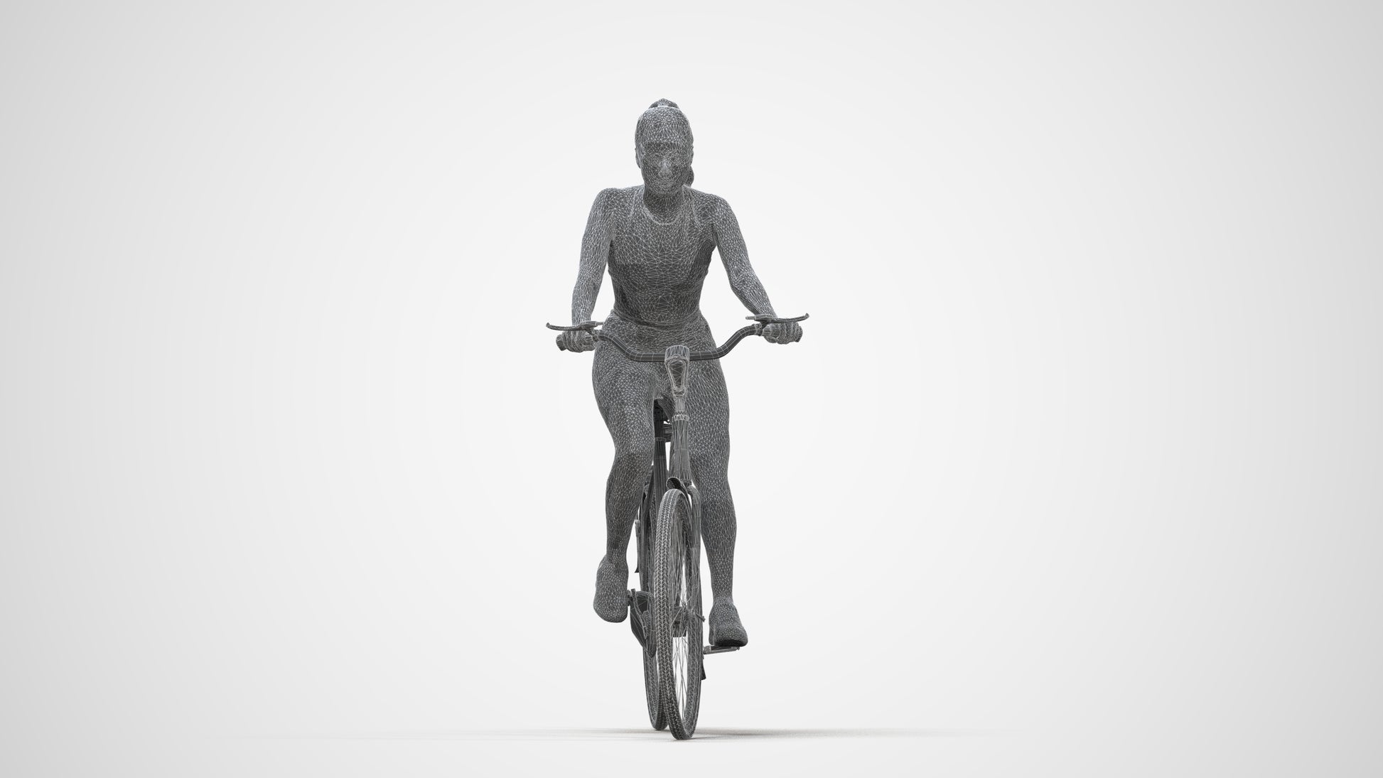 realistic 3D people woman sport cycling, render-ready for V-Ray and Corona, FBX OBJ, wireframe back view
