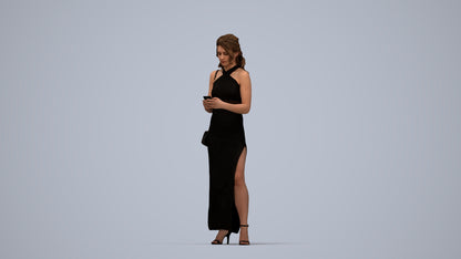 photogrammetry 3D woman formal standing, realistic human model archviz FBX, top-down view render