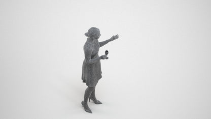 3D scanned woman business formal, photorealistic archviz people for Enscape and SketchUp, wireframe three-quarter view
