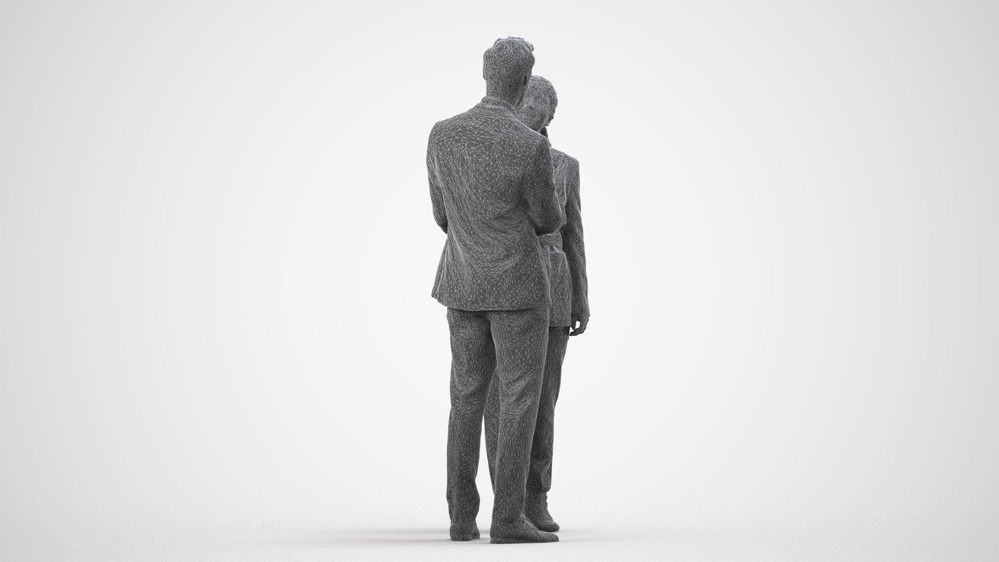3D human model woman formal business, photogrammetry scanned person for archviz, wireframe side view