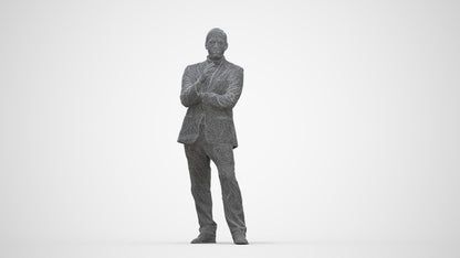 scanned 3D man business, photogrammetry people for Enscape and V-Ray, wireframe back view
