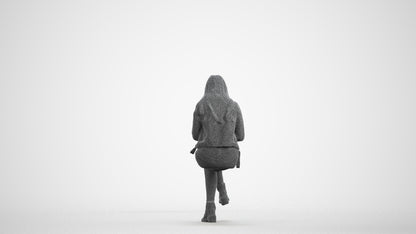 realistic 3D people woman casual sitting, render-ready for V-Ray and Corona, FBX OBJ, wireframe front view