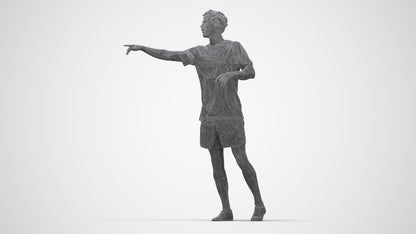 3D human model man sport, photogrammetry scanned person for archviz, wireframe back view