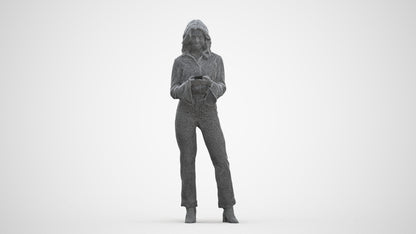scanned 3D woman business standing, photogrammetry people for Enscape and V-Ray, three-quarter front view render