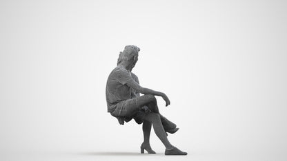 3D scanned woman couple casual, photorealistic archviz people for Enscape and SketchUp, wireframe side view