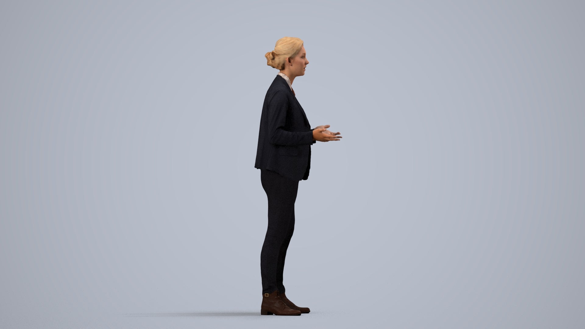 3D scanned woman business, photorealistic archviz people for Enscape and SketchUp, side view render