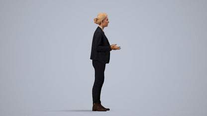 3D scanned woman business, photorealistic archviz people for Enscape and SketchUp, side view render