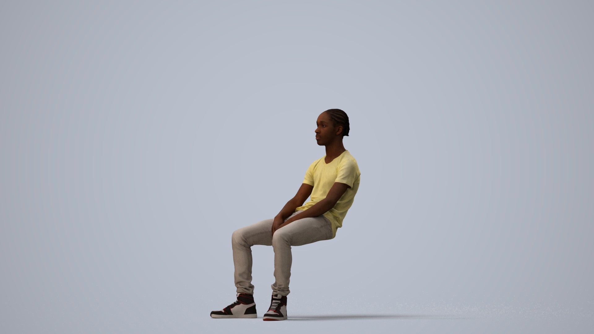 scanned 3D boy casual kids, photogrammetry people for Enscape and V-Ray, three-quarter view render