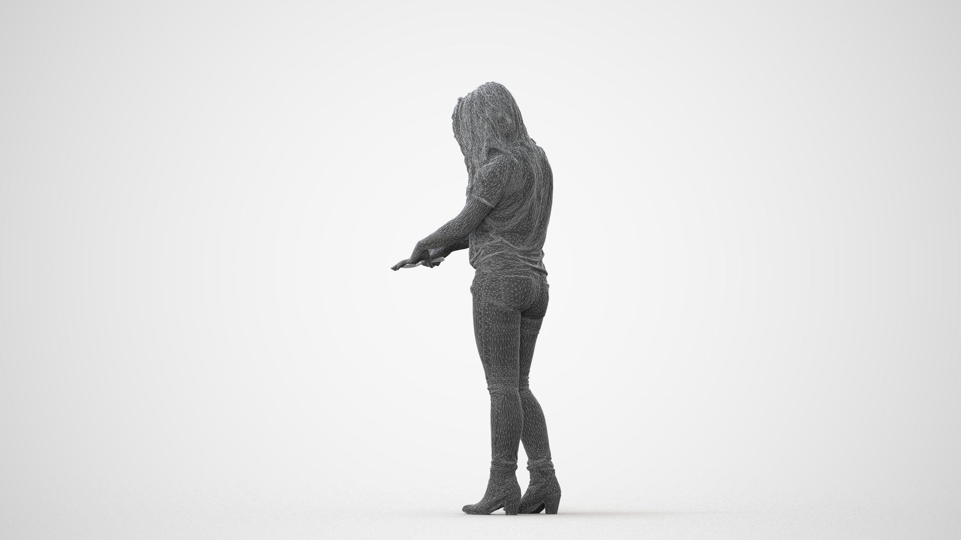 realistic 3D woman casual standing, scanned archviz people for Blender and 3ds Max, square thumbnail