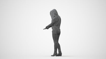 realistic 3D woman casual standing, scanned archviz people for Blender and 3ds Max, square thumbnail