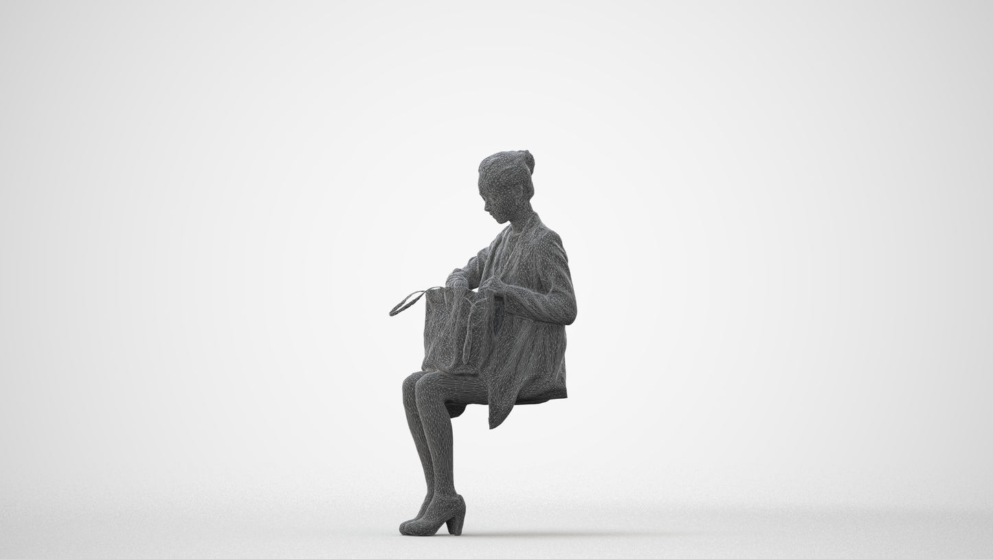 realistic 3D people woman business sitting, render-ready for V-Ray and Corona, FBX OBJ, square thumbnail