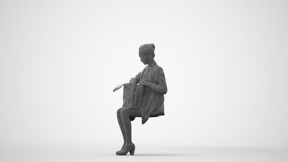 realistic 3D people woman business sitting, render-ready for V-Ray and Corona, FBX OBJ, square thumbnail