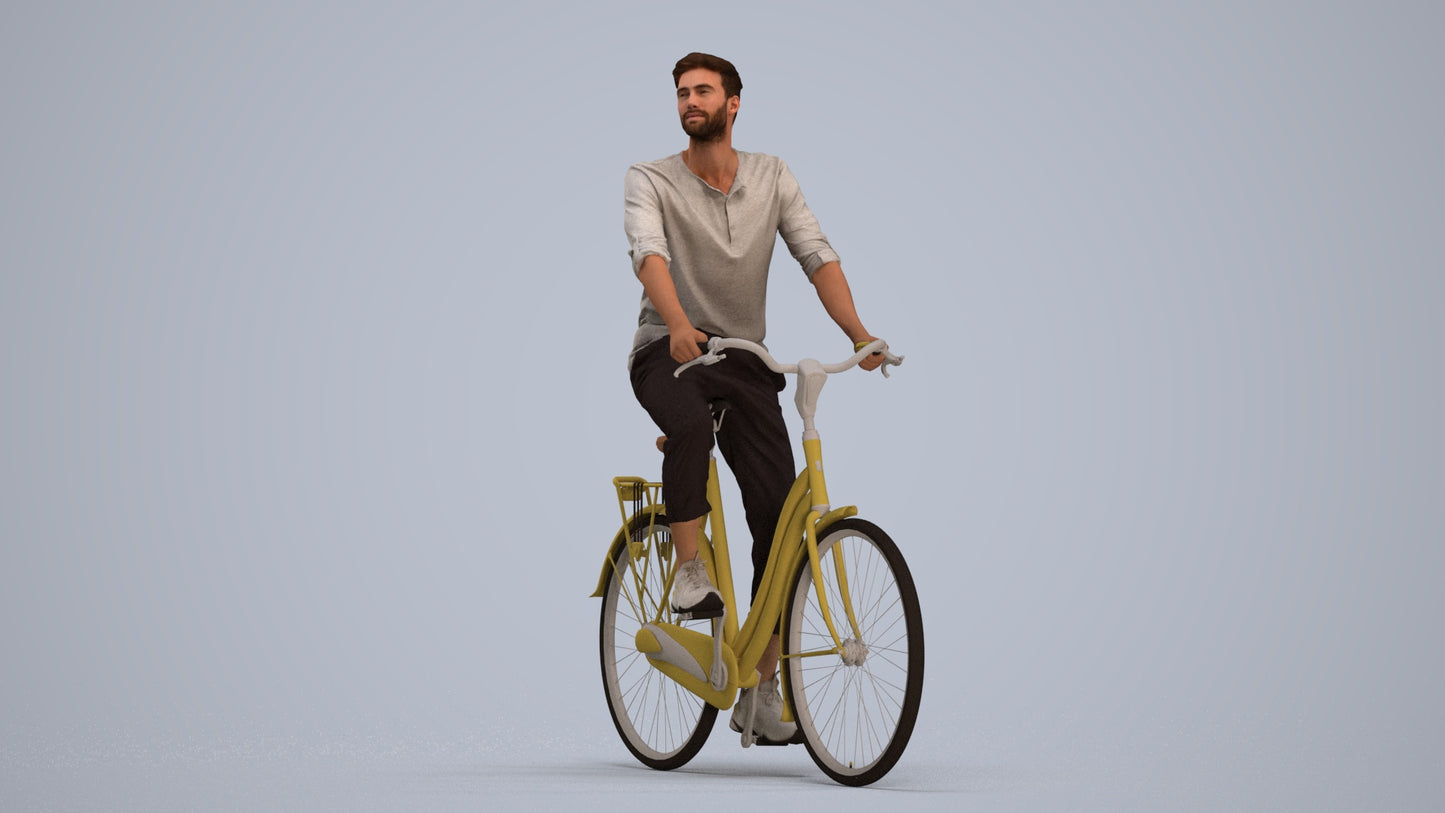 3D scanned man sitting casual, photorealistic archviz people for Enscape and SketchUp, standing pose render