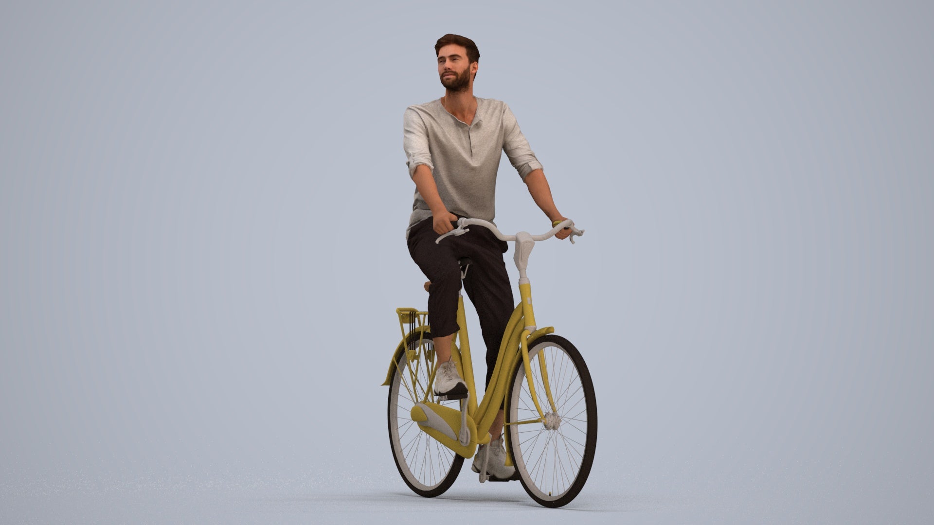 3D scanned man sitting casual, photorealistic archviz people for Enscape and SketchUp, standing pose render