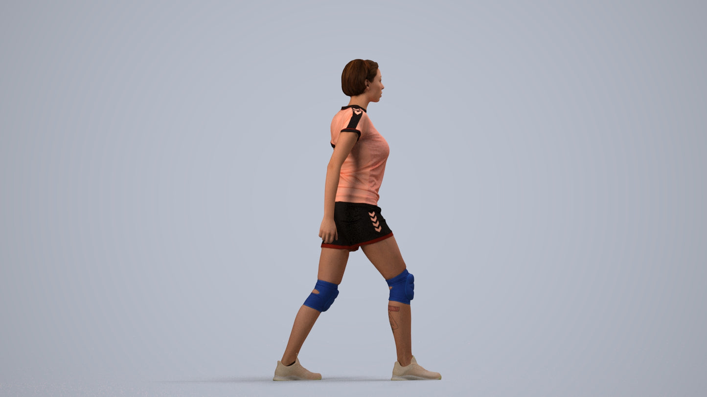 photogrammetry 3D woman sport, realistic human model archviz FBX, side view render