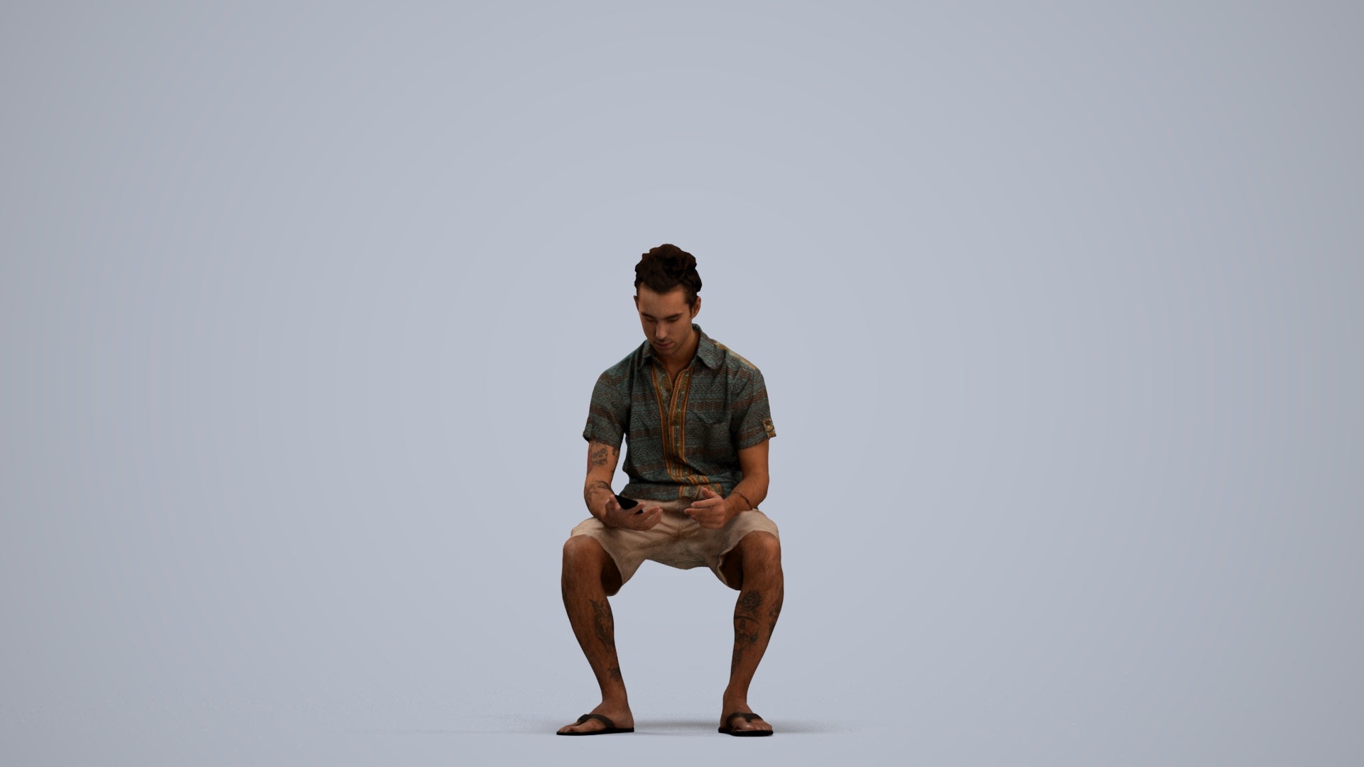realistic 3D people man casual sitting, render-ready for V-Ray and Corona, FBX OBJ, standing pose render