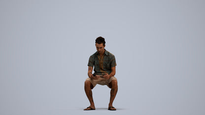 realistic 3D people man casual sitting, render-ready for V-Ray and Corona, FBX OBJ, standing pose render