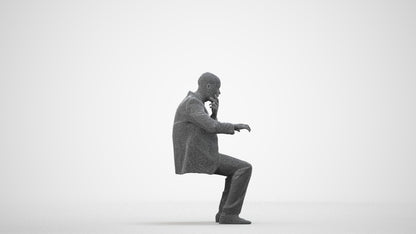 3D people model man business, scanned human for 3ds Max rendering, wireframe side view