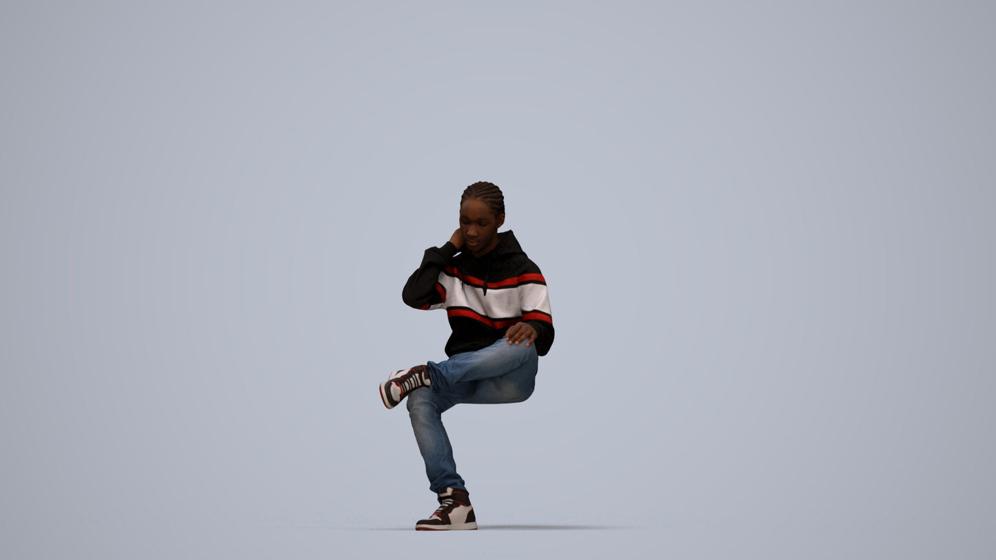 3D scanned boy kids casual, photorealistic archviz people for Enscape and SketchUp, top-down view render