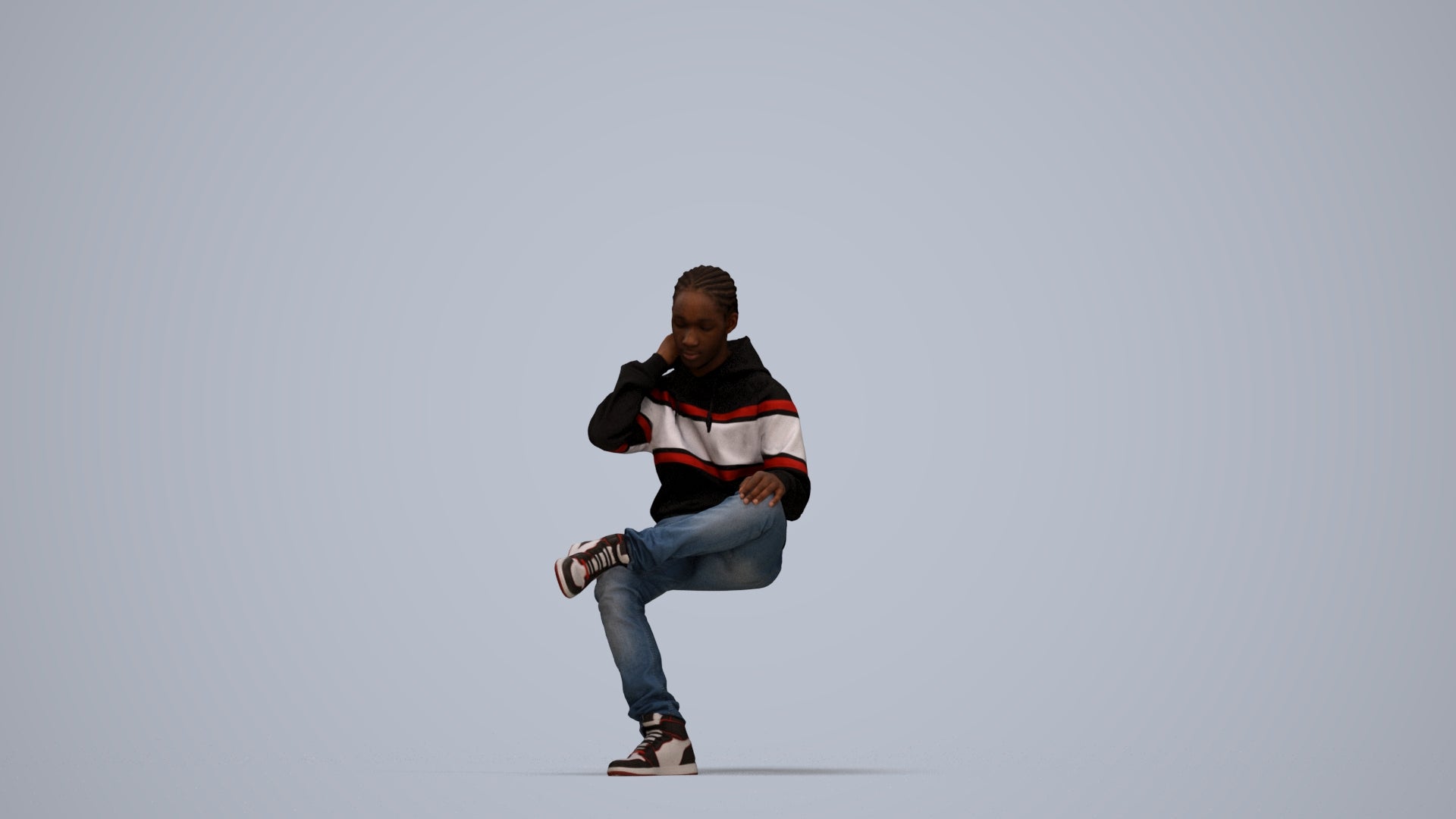3D scanned boy kids casual, photorealistic archviz people for Enscape and SketchUp, top-down view render