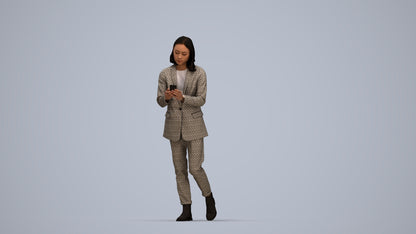 photogrammetry 3D woman business standing, realistic human model archviz FBX, top-down view render