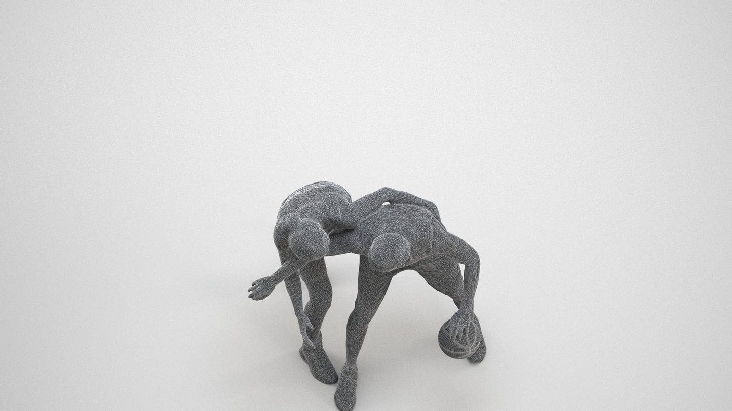 3D scanned man sport, photorealistic archviz people for Enscape and SketchUp, wireframe three-quarter view