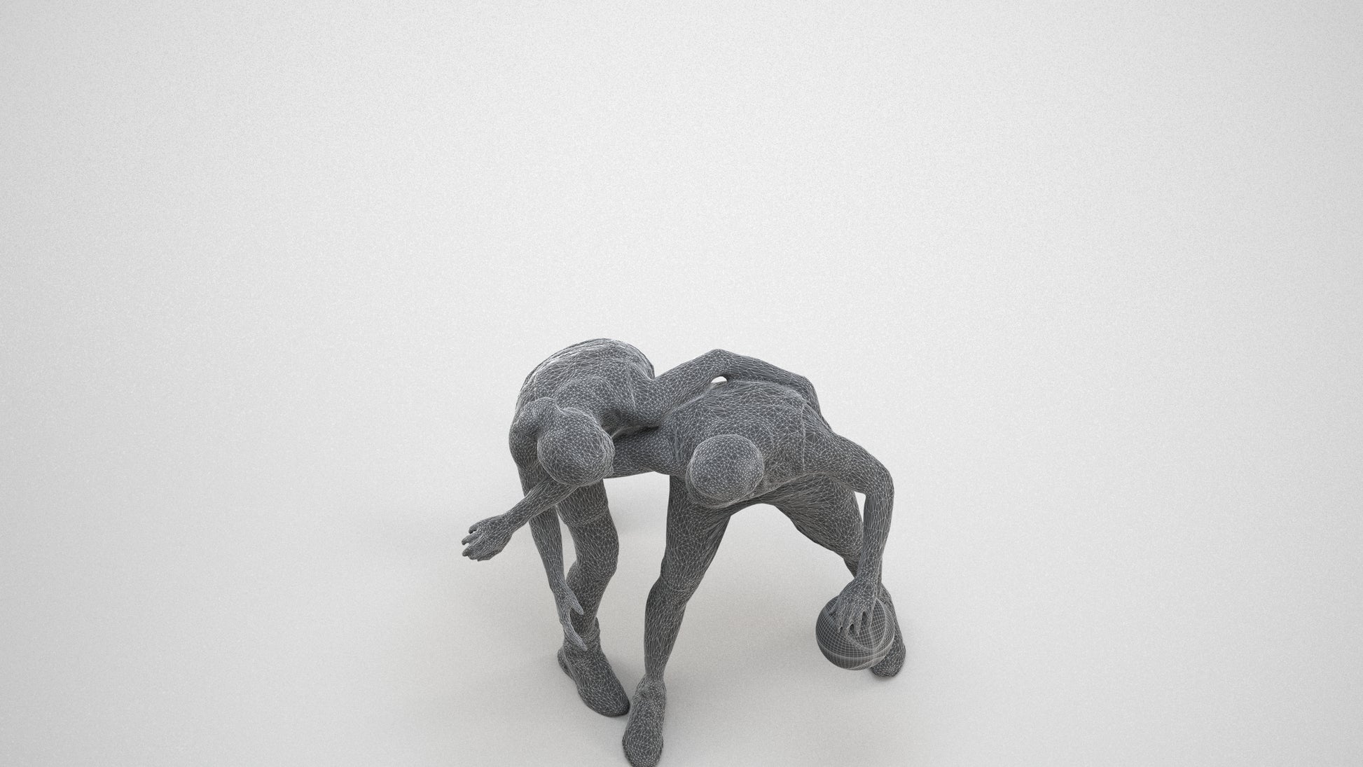 3D scanned man sport, photorealistic archviz people for Enscape and SketchUp, wireframe three-quarter view