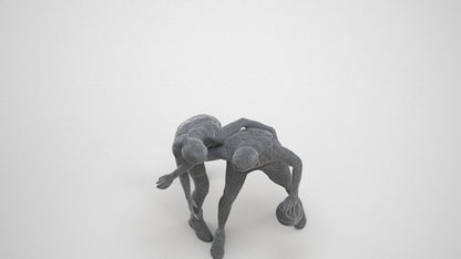 3D scanned man sport, photorealistic archviz people for Enscape and SketchUp, wireframe three-quarter view