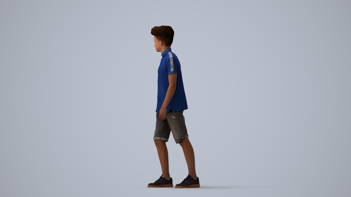 realistic 3D people boy casual kids, render-ready for V-Ray and Corona, FBX OBJ, three-quarter view render