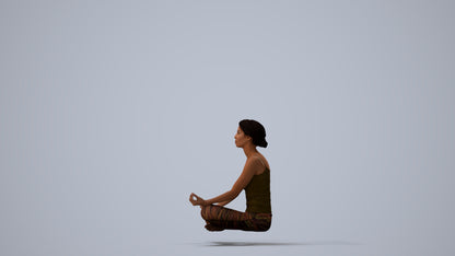 3D human model woman sport, photogrammetry scanned person for archviz, three-quarter view render