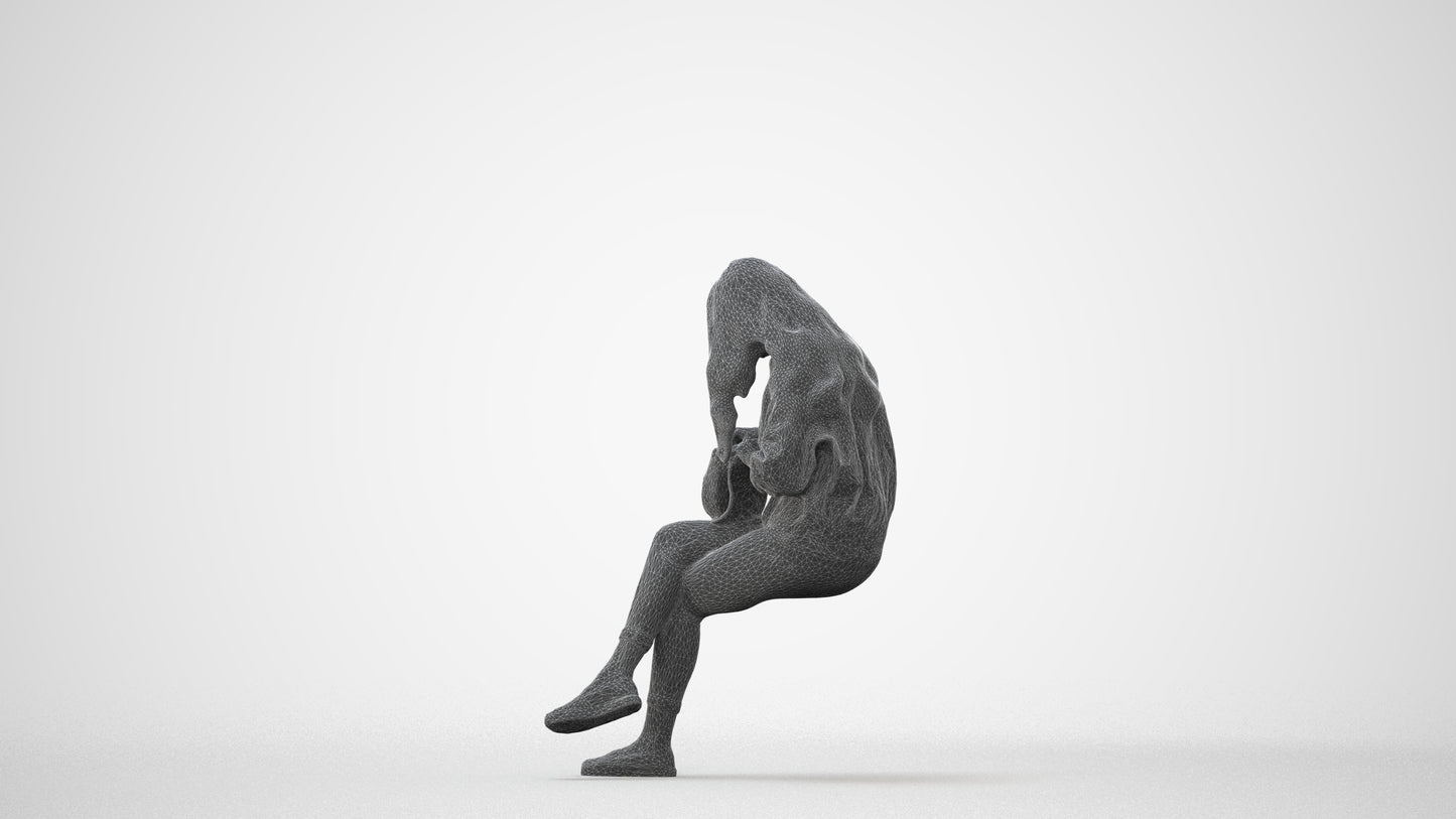 realistic 3D human woman sitting, archviz people FBX OBJ for Blender, square thumbnail