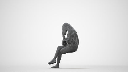 realistic 3D human woman sitting, archviz people FBX OBJ for Blender, square thumbnail