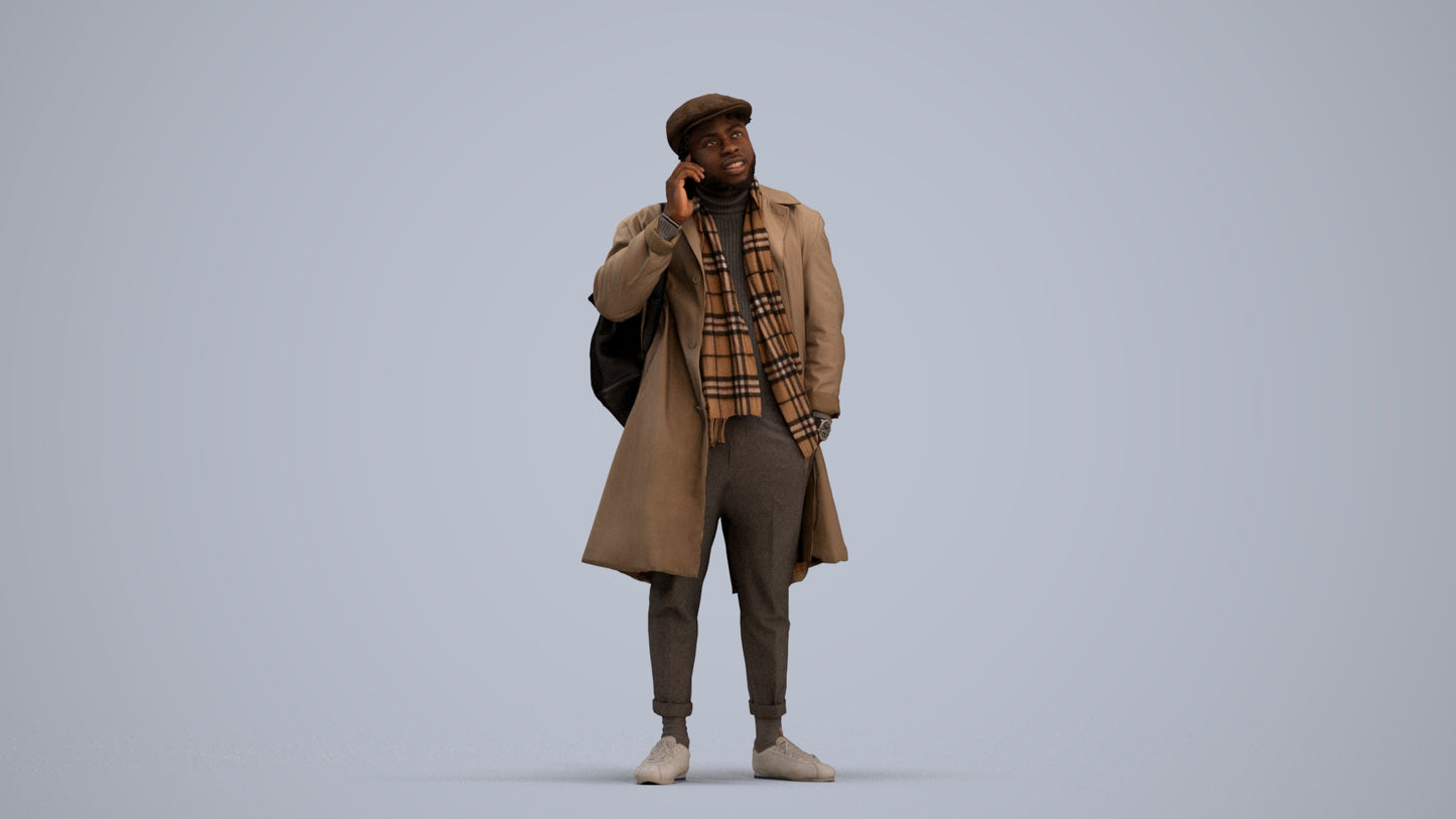 3D people model man casual standing, scanned human for 3ds Max rendering, standing pose render