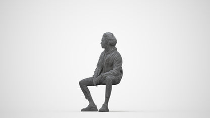 realistic 3D man casual sitting, scanned archviz people for Blender and 3ds Max, wireframe back view