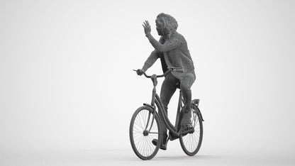3D people model man casual cycling, scanned human for 3ds Max rendering, wireframe front view