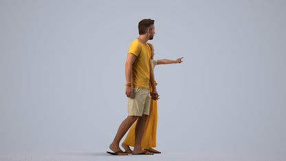 realistic 3D girl casual kids, scanned archviz people for Blender and 3ds Max, side view render
