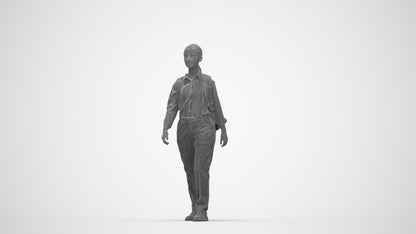 scanned 3D girl kids, photogrammetry people for Enscape and V-Ray, wireframe back view