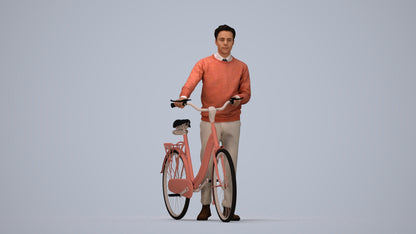 3D people model man casual cycling, scanned human for 3ds Max rendering, top-down view render