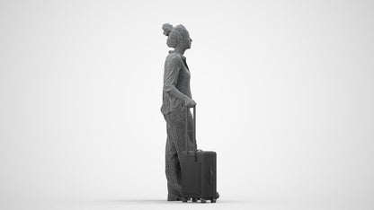 photogrammetry 3D woman casual standing, realistic human model archviz FBX, wireframe side view