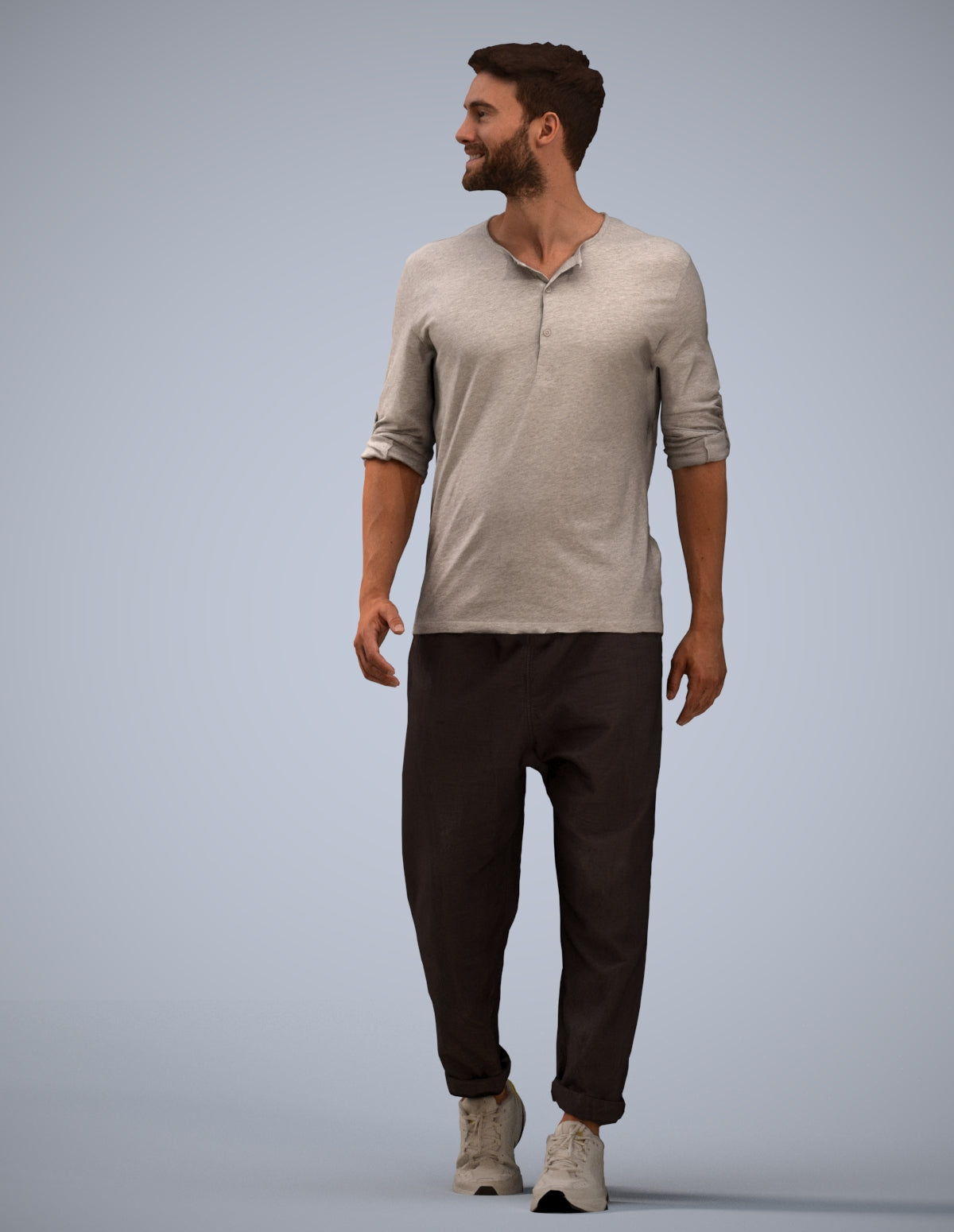realistic 3D human man casual walking, archviz people FBX OBJ for Blender