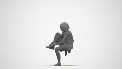 realistic 3D human woman business sitting, archviz people FBX OBJ for Blender, three-quarter front view render