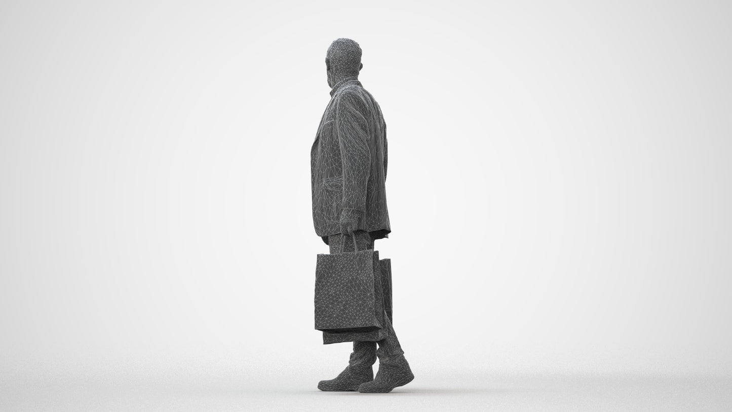 photogrammetry 3D senior man casual business, realistic human model archviz FBX, square thumbnail
