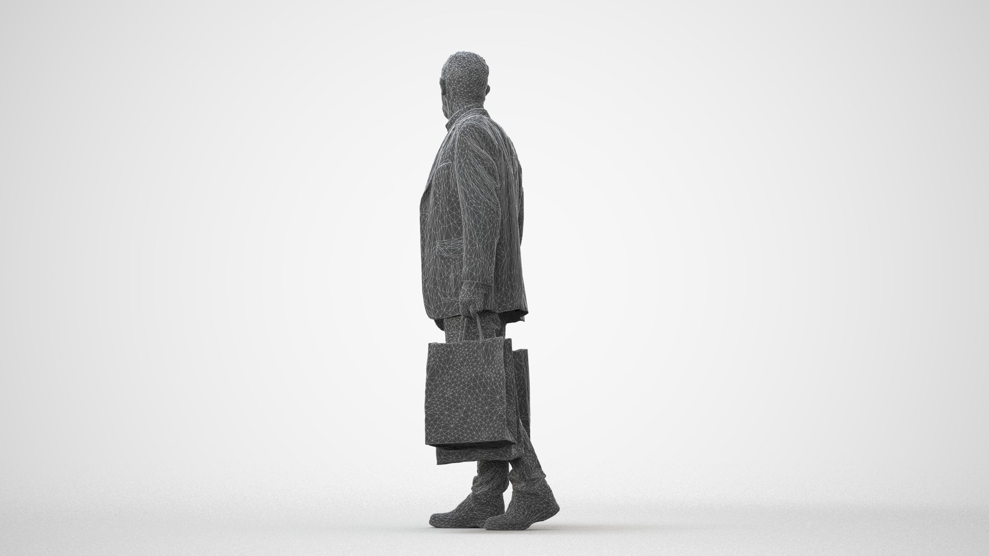 photogrammetry 3D senior man casual business, realistic human model archviz FBX, square thumbnail