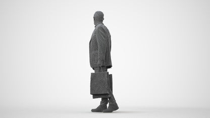 photogrammetry 3D senior man casual business, realistic human model archviz FBX, square thumbnail