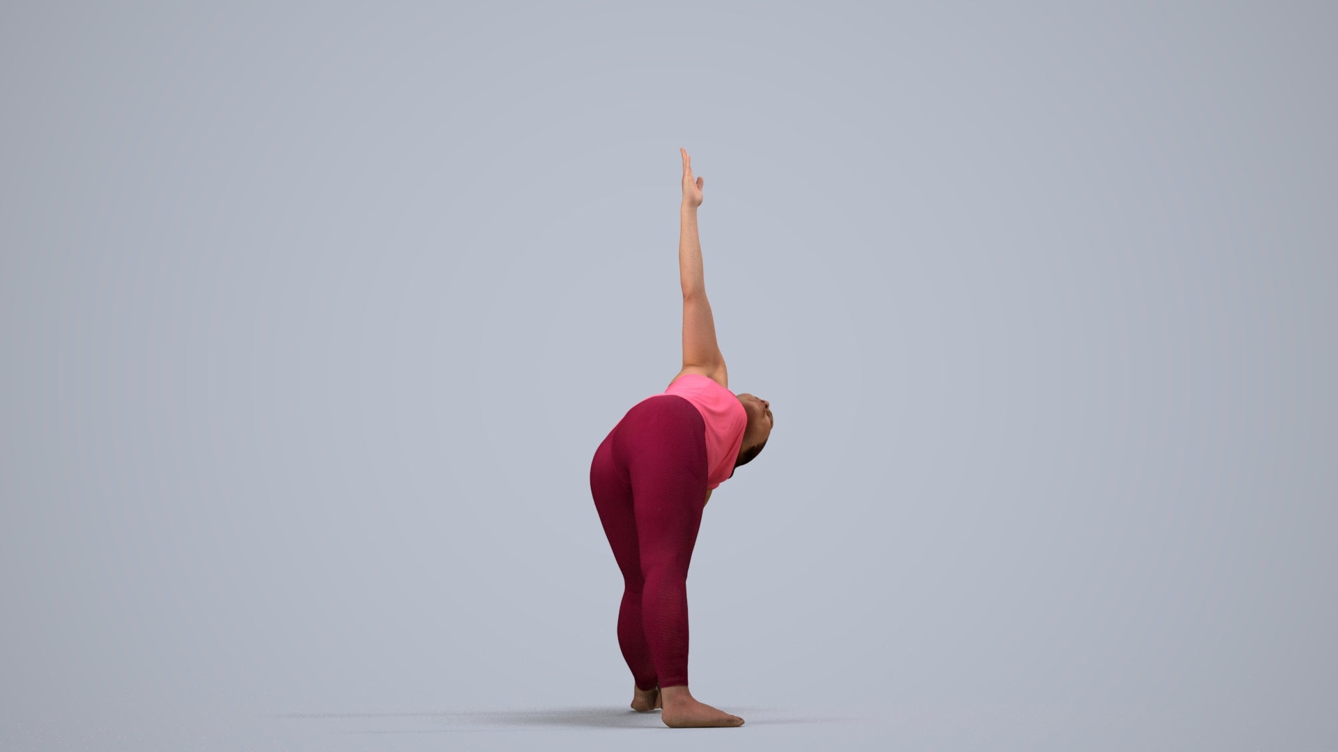 realistic 3D human woman sport, archviz people FBX OBJ for Blender, side view render